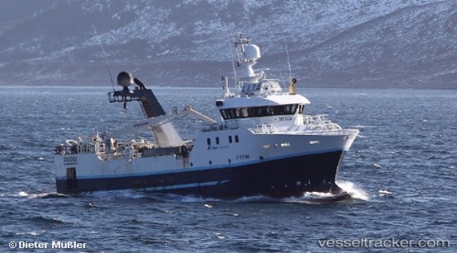 Trawler tilted in dock